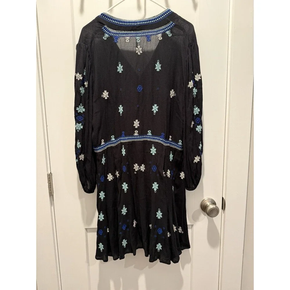 Women’s Free People Stargazer Embroidered Tunic Dress - Celestial Boho Large